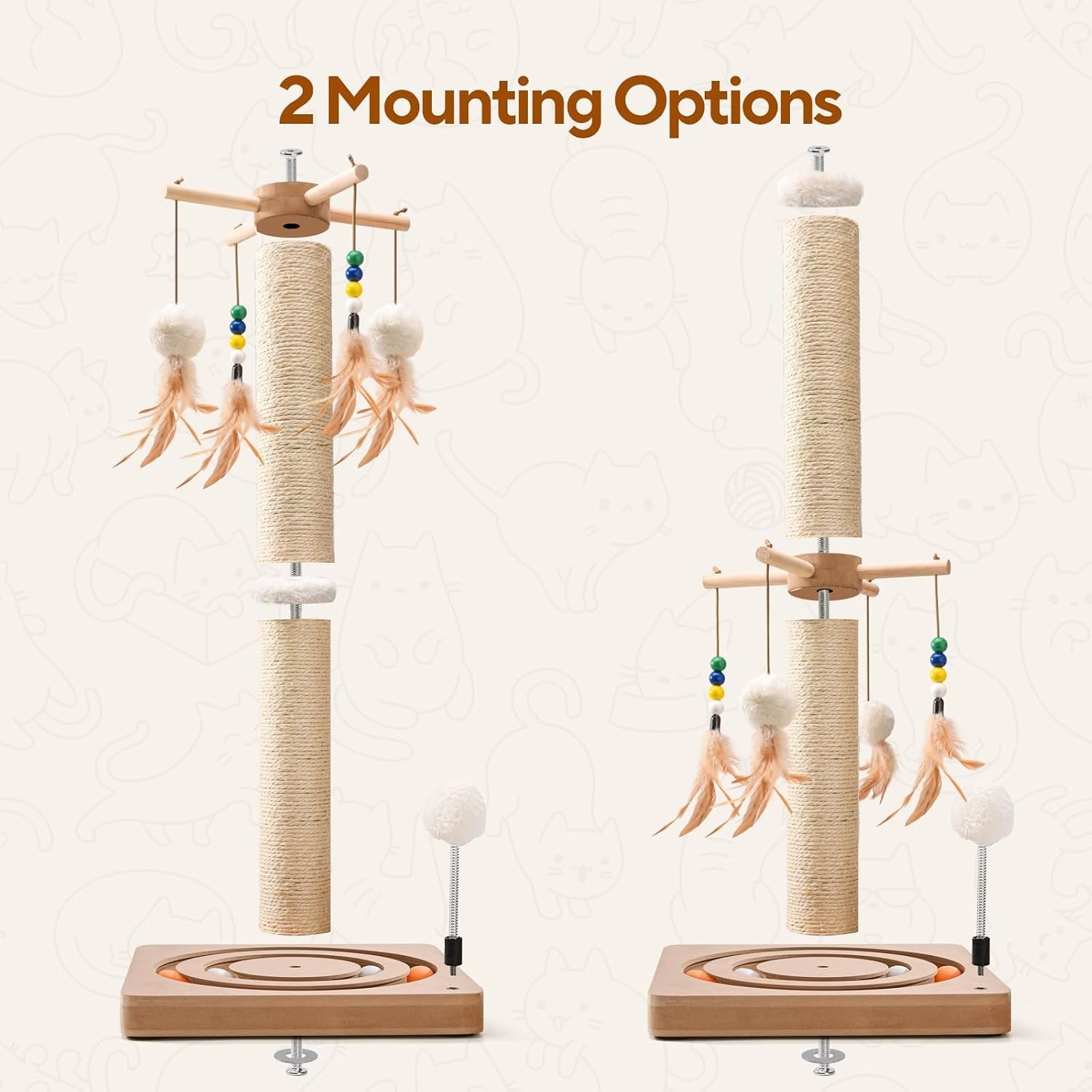 liflix-25-inches-cat-scratching-post-with-interactive-toys-sisal-cat-scratch-post-with-sturdy-ball-track-base-for-indoor-cats-and-kittens