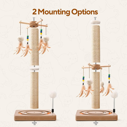 LIFLIX 25 Inches Cat Scratching Post with Interactive Toys, Sisal Cat Scratch Post with Sturdy Ball Track Base for Indoor Cats and Kittens6