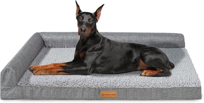 Patas Lague Orthopedic Large Dog Bed Pet Sofa Beds 36''X24'' Black | L Bolster Egg-Crate Foam Dog Couch for Large Sized Dogs, Waterproof Removable Washable Cover, Pet Mat with Nonskid Bottom20