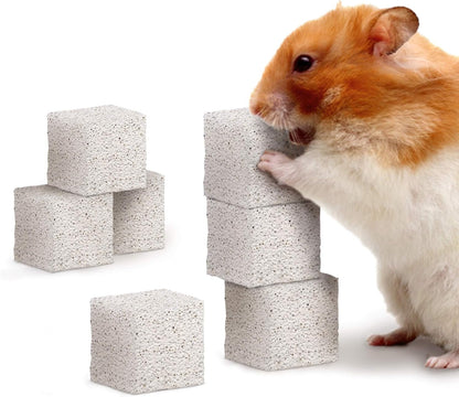 Meric Cocoo Grinding Stone for Small Pets, 1.6"X1.6"X1.6" Lava Rocks, Trims Pet Teeth, Smooths Claws, Adds Calcium to Diet, Chew Toys for Rabbits, Chinchillas, Hamsters & Guinea Pigs, 6Pcs per Pack8