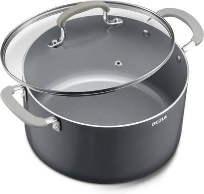 12QT Non Stick Stock Pot with Lid, Ceramic Big Cooking Pot for Soup | Stay-Cool Silicone Handles1