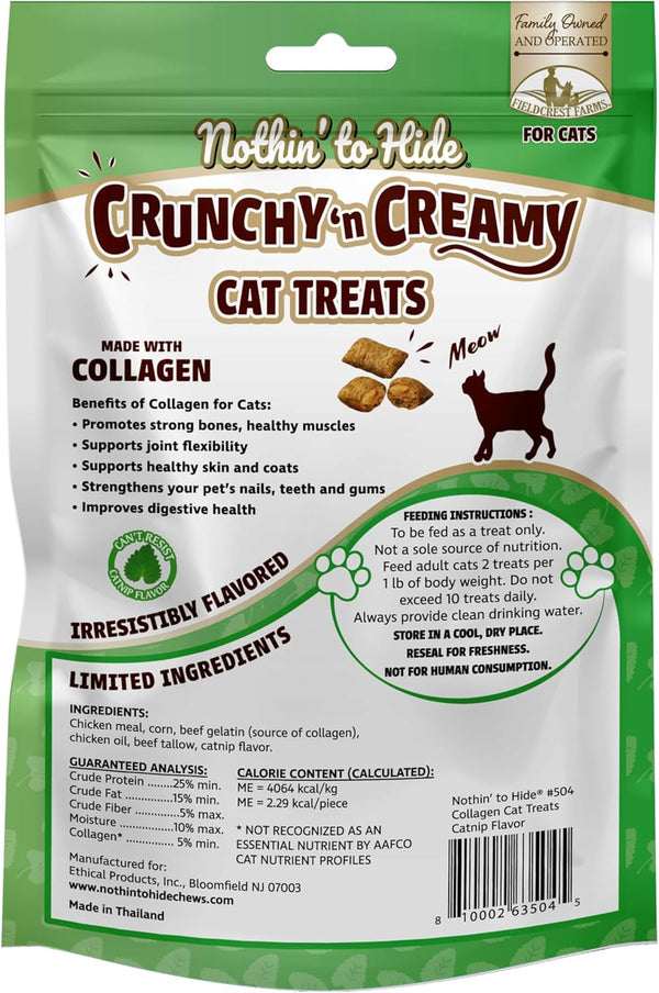 Fieldcrest Farms Collagen Cat Treats, Catnip, Crunchy & Creamy, 3 Oz Pouch | Supports Skin, Coat & Joints, High Protein, No Wheat or Soy, Great for Training & Rewards, All Life Stages2