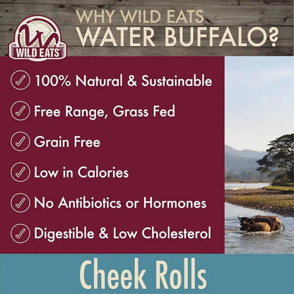 Wild Eats Water Buffalo Retriever Style Cheek Rolls Dog Chews, Pack of 5 | Long Lasting Treats and Bones for Aggressive Gnawing and Large Sized Breeds, Works as a Satisfying Substitute for Pig Ears5