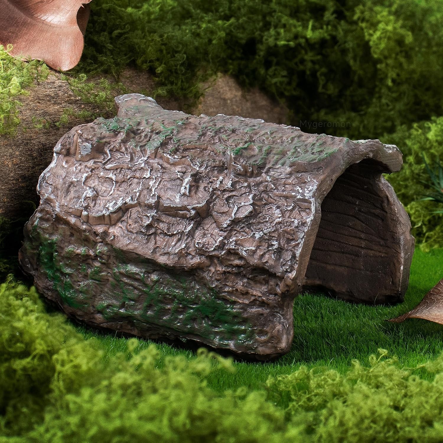 mygeromon-reptile-hides-leopard-gecko-hideout-resin-caves-tank-accessories-2-pcs