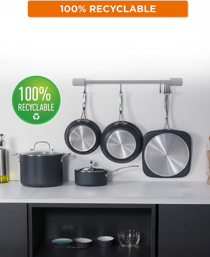 7-Piece ECOPAN Hard Anodized Aluminum Cookware Set, CHECO7 | Ceramic Non-Stick Non-Toxic Pots and Pans Set with Lids, Induction Cookware, Oven & Dishwasher Safe, PFOA & PTFE Free7