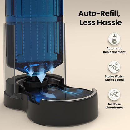 CZPET Dog Water Bowl Dispenser 5L, Wider Mouth Gravity Refilling (Black) | Automatic Cat Waterer with Removable Stainless Steel Bowl, Upgraded Brush, Easy Cleaning, Large Drinking Area for Multi-Pet6
