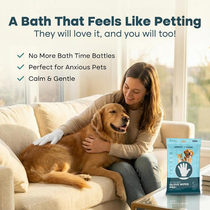 Uproot Clean Pet Grooming Gloves: Deodorizing & Grooming, 1-Month Supply | Extra-Thick Cat & Dog Wipe for Clean Paws, Eyes, Ears, Butt & Body, Lick-Safe. Mess-Free - Removing Tough Dirt, Odor, Oils3