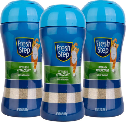 Fresh Step Litter Box Attractant Powder Cat Litter Training Aid Encourages Litter Box Use Herbal Blend Additive Works with Any Litter Type for Cats and Kittens No-Mess Bottle 9 Ounce 3 Pack1