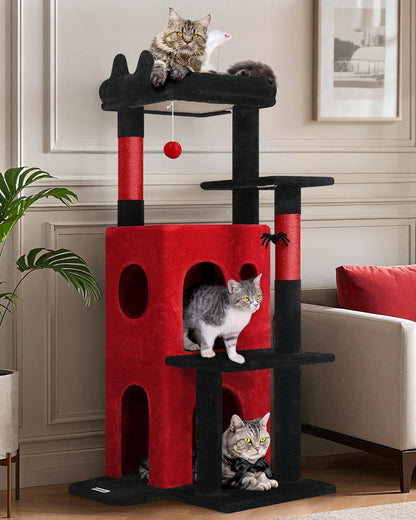 Globlazer Cat Tree Tower for Indoor Cats, 50-Inch Adult Cat Tree House for Large Adult Cats with Steps, Scratching Post, 2 Cat Caves, Dangling Toys, FC50, Light Grey13