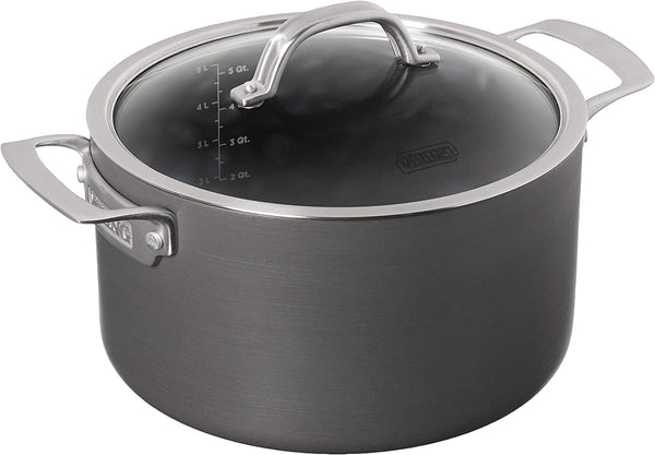 Viking Dutch Oven Non Stick, 6 Quart Hard Anodized Nonstick Cookware Pot with Glass Lid, Dishwasher and Oven Safe, Induction Ready, Gray2