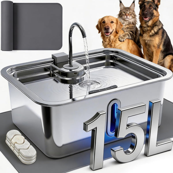 12L/3.17Gal Dog Water Fountain with Silicone Mat & 3 Filters, Stainless Steel Multi Pet Water Dispenser, Quiet Automatic Dog Water Bowl Dispenser with Visible Window & Alert Light for Large Dogs Cats10