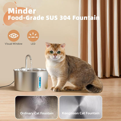 Cat Water Fountain Stainless Steel: 2.2 L Cat Fountain for Drinking - Automatic Pet Water Fountain for Cats inside - Metal Cat Dog Water Dispenser Bowl with Faucet Water Level Window Ultra Quiet Pump | Automatic Metal Pet Water Fountain for Cats Inside, Cat Dog Water Dispenser with Faucet Water Level Window, Ultra Quiet Pump3