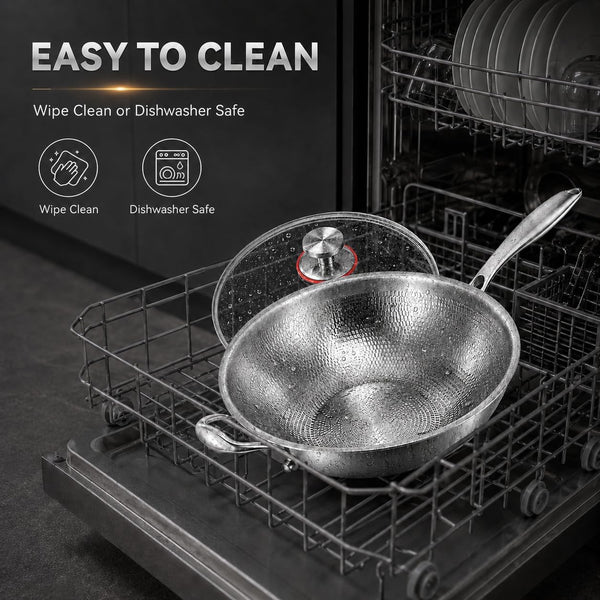 Titanium Wok with Lid,Titanium Wok Pan for Cooking,14Inch Non Stick Wok Pan with Steamer Basket,No Coating Titanium Frying Pans,Pfas/Pfoa/Ptfe Free Cookware7