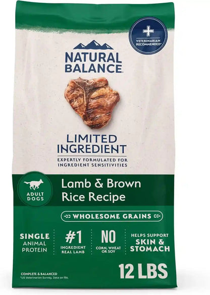 Natural Balance Limited Ingredient Adult Dry Dog Food - Complete Nutrition for Adult Dogs - Wholesome Grains Brown Rice Recipe - Limited Ingredient Formula - 24 Lb - Lamb & Brown Rice26