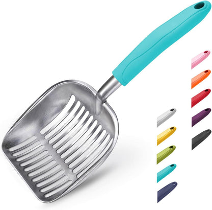 Wepet Cat Litter Scoop, Aluminum Alloy Sifter, Kitty Metal Scooper, Deep Shovel, Long Handle, Poop Sifting, Kitten Pooper Lifter, Durable, Heavy Duty, for Litter Box23