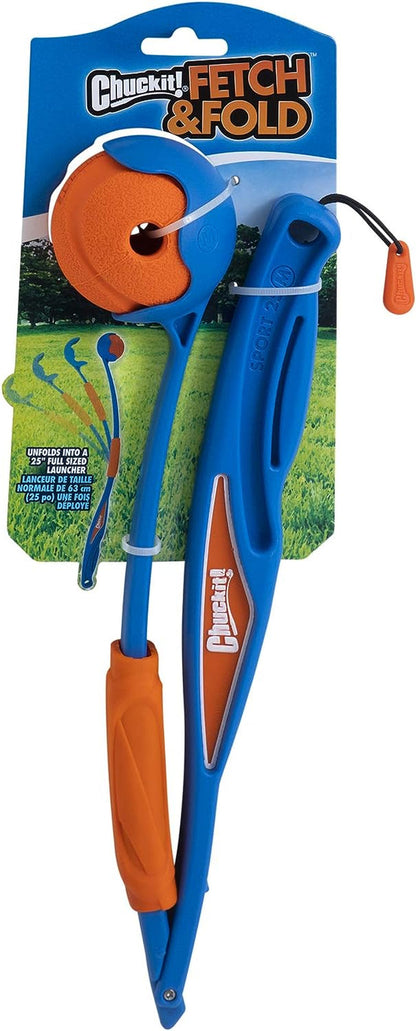 Chuckit! Fetch & Fold Mini 18M Dog Ball Launcher - 18" Long Handle Compatible with Medium 2.5" Ball (Included), for Medium Pets 20 to 60 Lbs1