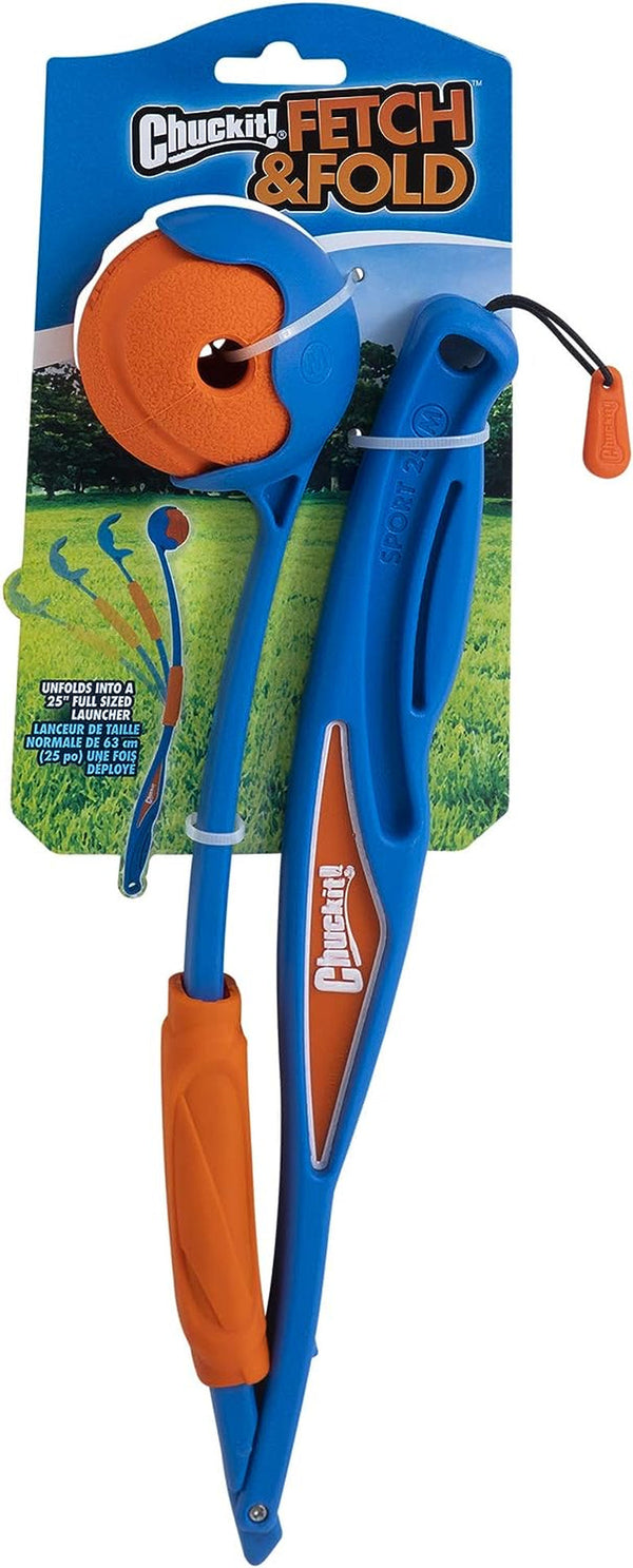 Chuckit! Fetch & Fold Mini 18M Dog Ball Launcher - 18" Long Handle Compatible with Medium 2.5" Ball (Included), for Medium Pets 20 to 60 Lbs1
