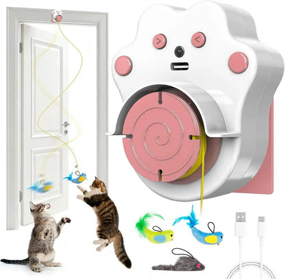 Interactive Cat Toys for Indoor Cats, Automatic Flying Bird & Mouse | Chase Exercise Enrichment Stimulation, USB Large-Capacity Rechargeable Electric Door Hanging Toy for Bored Kitten & Adult Cat1