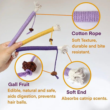 Cat Toys for Indoor Cats, Kitten Toys for Indoor Kittens, Catnip Rope Chew Toys for Teeth Cleaning, Interactive Cat Teething Toy, Kitty Kicker Toy, 3 Pack (Plus 1 Pouch of Catnip)3