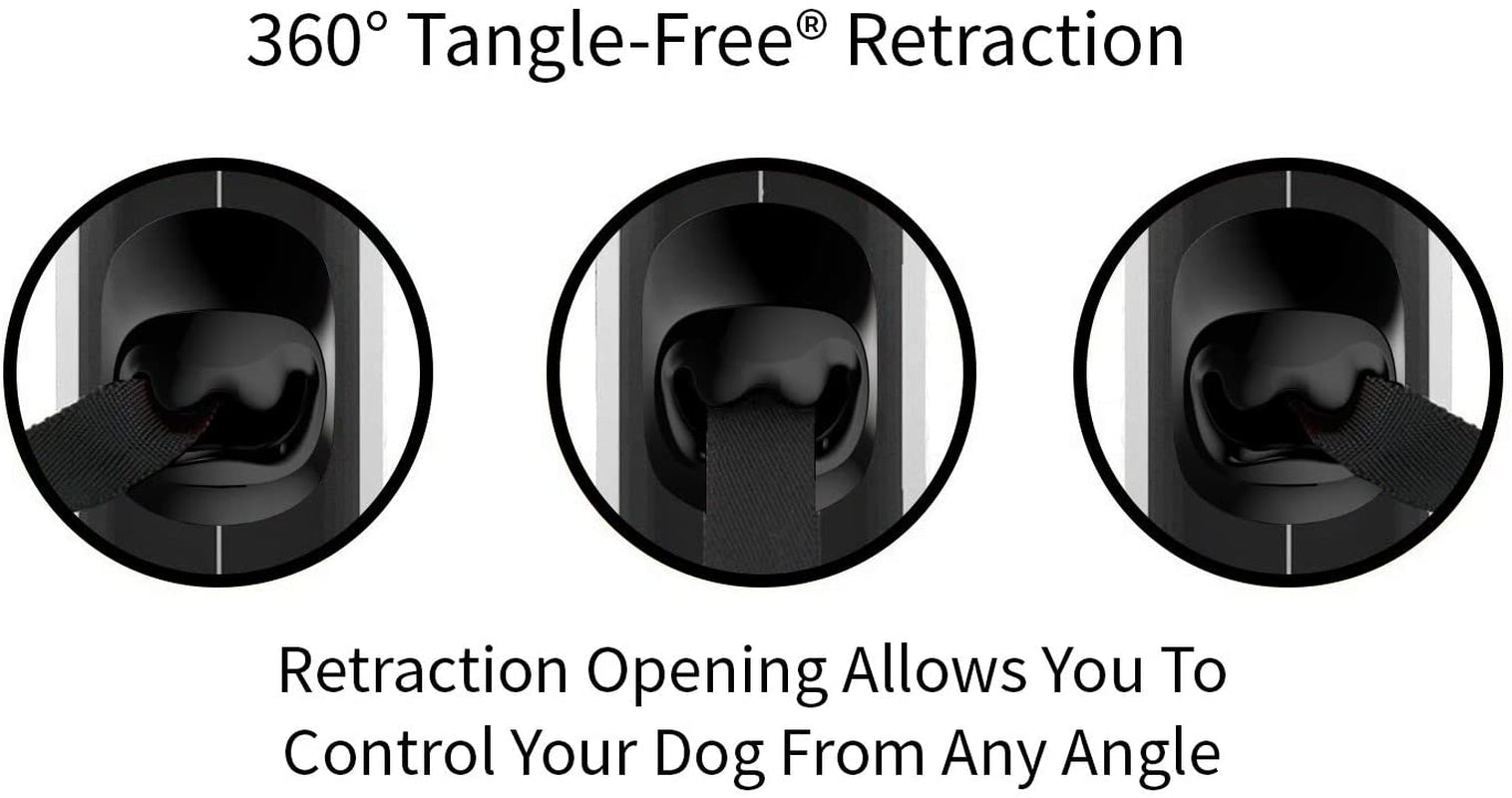 tug-360-tangle-free-retractable-dog-leash-16-ft-strong-nylon-tape-one-handed-brake-pause-lock-medium-white