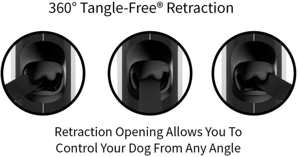 TUG 360° Tangle-Free Retractable Dog Leash | 16 Ft Strong Nylon Tape | One-Handed Brake, Pause, Lock (Medium, White)4