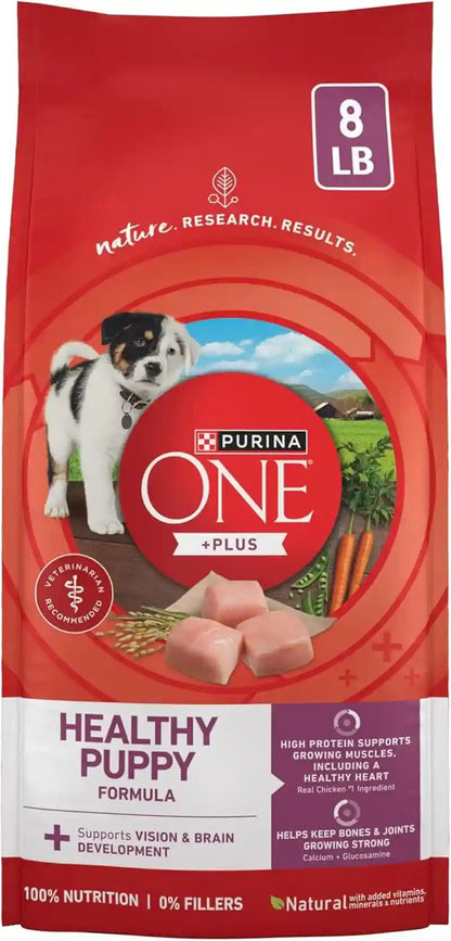 Purina ONE plus Healthy Puppy Formula High Protein Natural Dry Puppy Food with Added Vitamins, Minerals and Nutrients - 8 Lb. Bag1