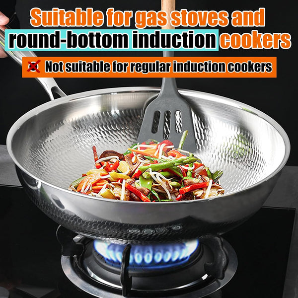 Titanium Hammered Pan Pro, 2026 Upgrade Double-Side Hammered Wok, Frying Pans Nonstick, Durable Scratch-Resistant Non Stick Titanium Pans for Cooking,No Lid,14.17In4