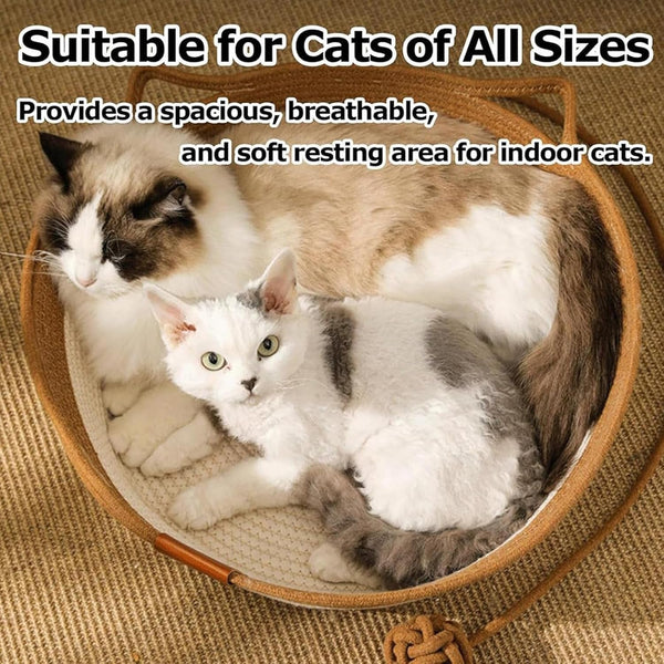 Instinct Basket, Stimuli Handwoven Cat Basket for Cats, Large | round Boho Cat Bed, Cotton Rope Weave, Scratchable & Breathable, Reduces Bed Rejection for Cats6