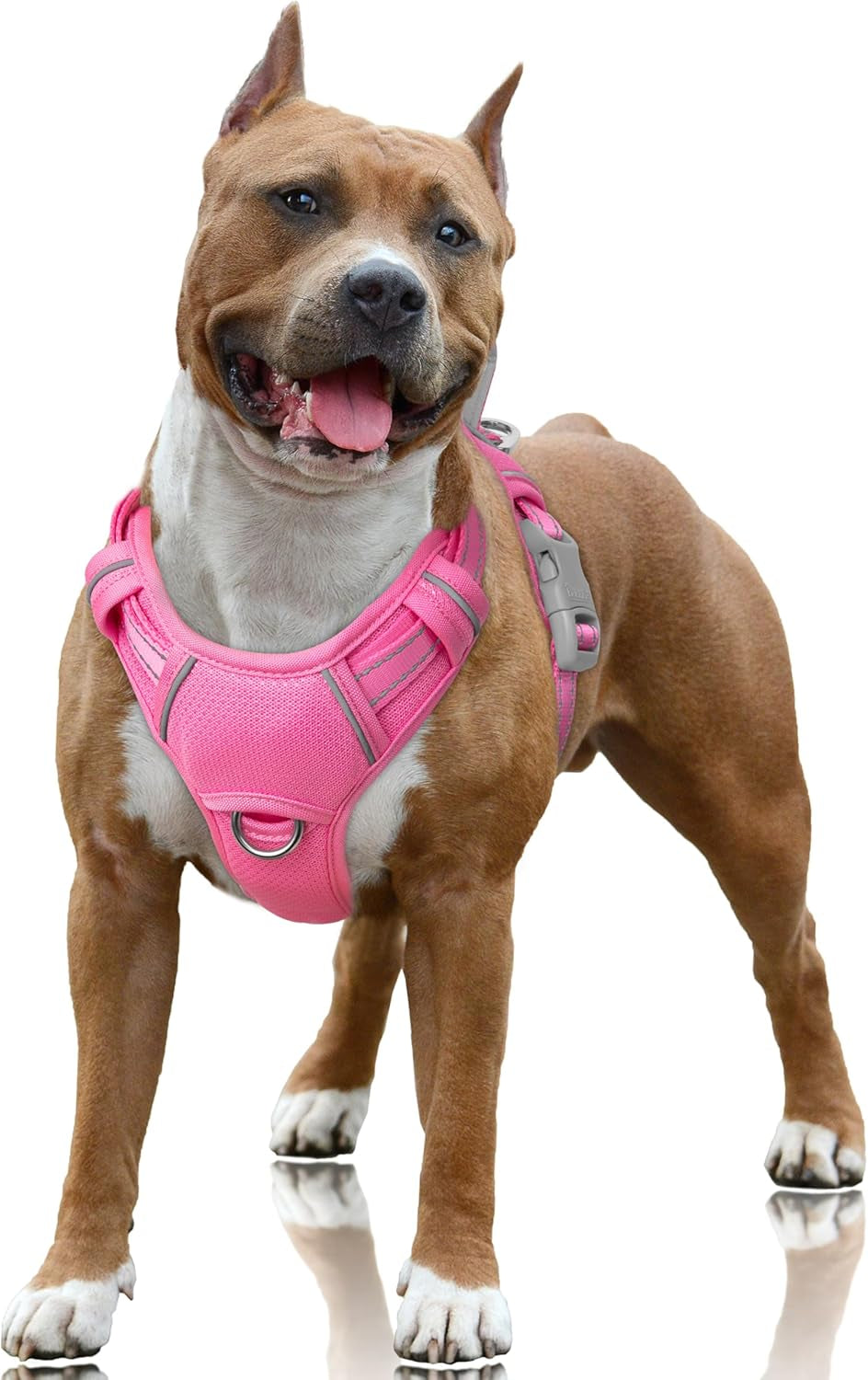 barkbay-no-pull-dog-harness-large-reflective-dog-harness-with-front-clip-and-easy-control-handle-for-walking-training-running-with-id-tag-pocketpink-l