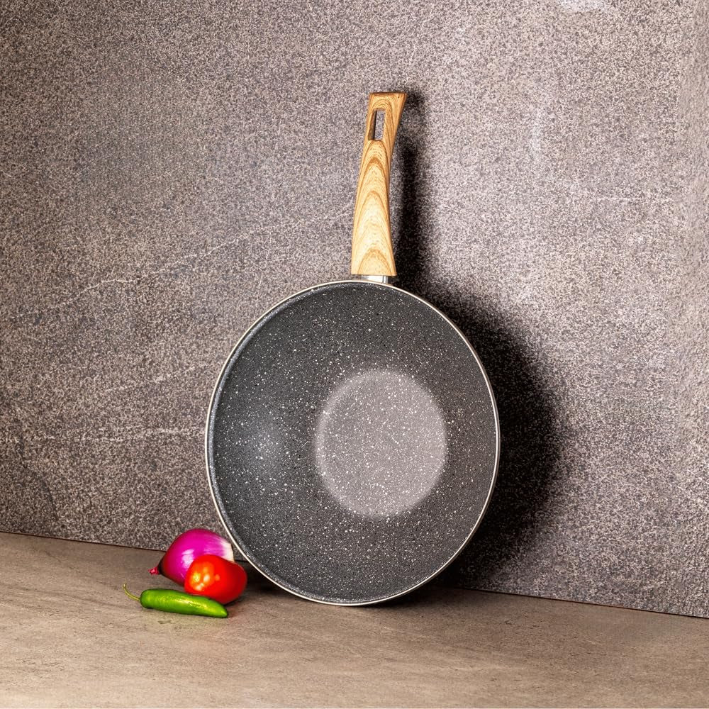nonstick-wok-pan-11-inch-enamel-steel-gray-induction-compatible-all-stovetop-ready-even-heat-cooking-wood-look-handle-lightweight-design-easy-cleanup