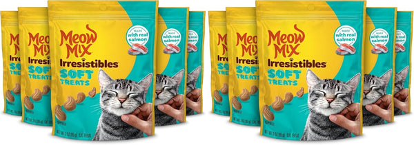 Meow Mix Irresistibles, Soft Cat Treats Made with Real Salmon, 5 Pouches | 3-Oz Bags, Treats Have a Soft, Tender Texture That’S Deliciously Moist, for Training and Everyday Treating6