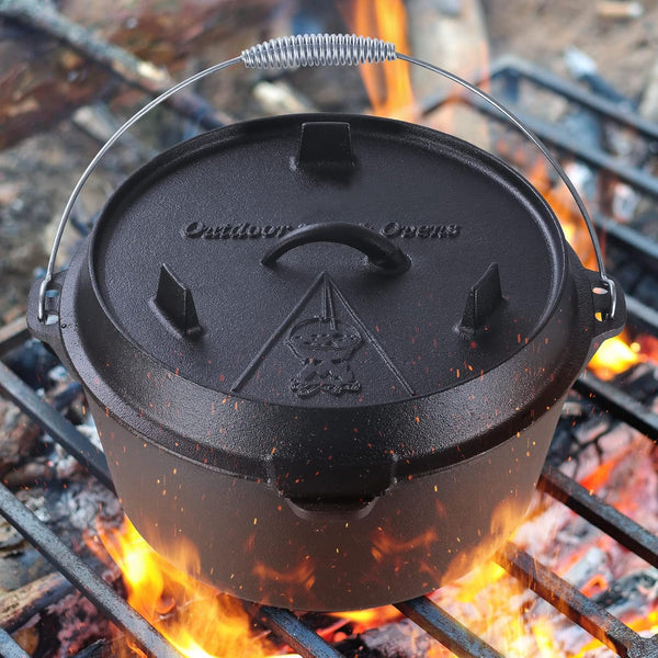 13.2 Quart Cast Iron Dutch Oven Pot with Lid, Black | Dutch Oven with Lid Lifter Handle, Stand & Dual Function Lid Griddle for Home Cooking, BBQ & Baking7