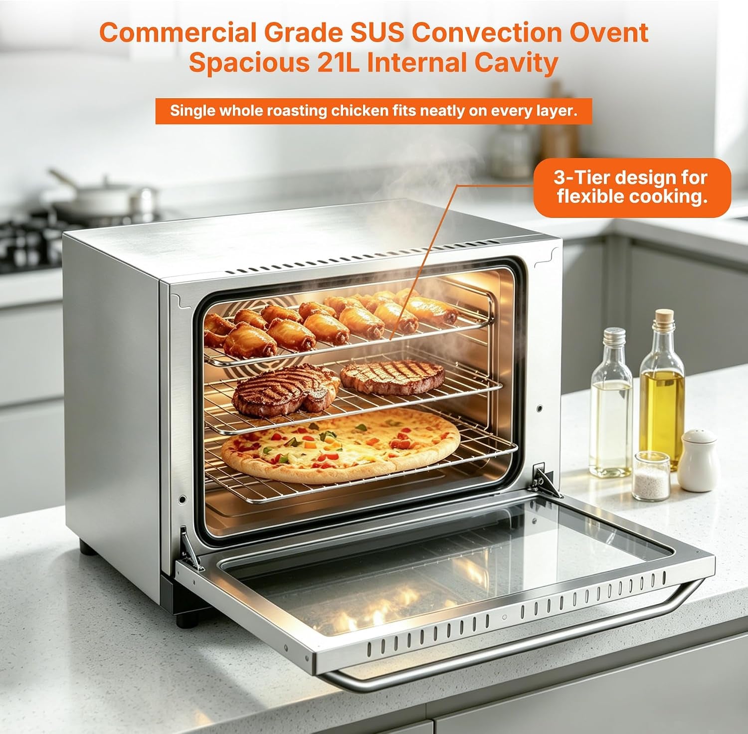 hakka-24qt-21l-commercial-convection-oven-1440w-stainless-steel-3-tier-conventional-electric-countertop-oven-double-insulated-cabinet-toaster-for-baking-120-minute-timer-150-f-500-f-wire-racks