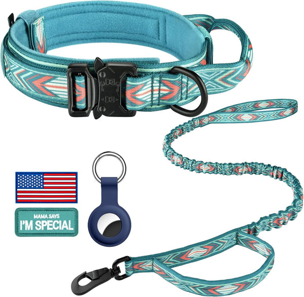 DAGANXI Tactical Dog Collar, Adjustable Military Training Nylon Dog Collar with Control Handle and Heavy Metal Buckle for Medium and Large Dogs, with Patches and Airtags Case (L, Black)38