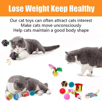 21 Pcs Cat Toys for Indoor Cats Collapsible Cat Tunnel Interactive Feather Teaser Wand Ball Toy for Kitten Cats6