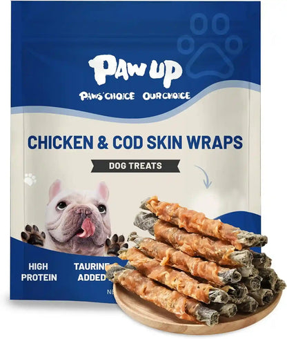 PAWUP Dog Treat Chicken Wrapped Cod Skins, Fish Chews Rolls for Medium Dogs, Healthy, Rawhide-Free, 12.5 Oz9