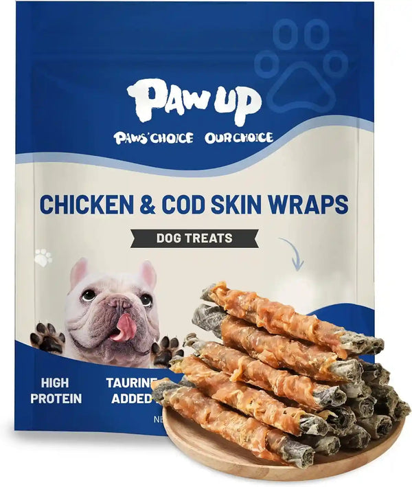 PAWUP Dog Treat Chicken Wrapped Cod Skins, Fish Chews Rolls for Medium Dogs, Healthy, Rawhide-Free, 12.5 Oz9