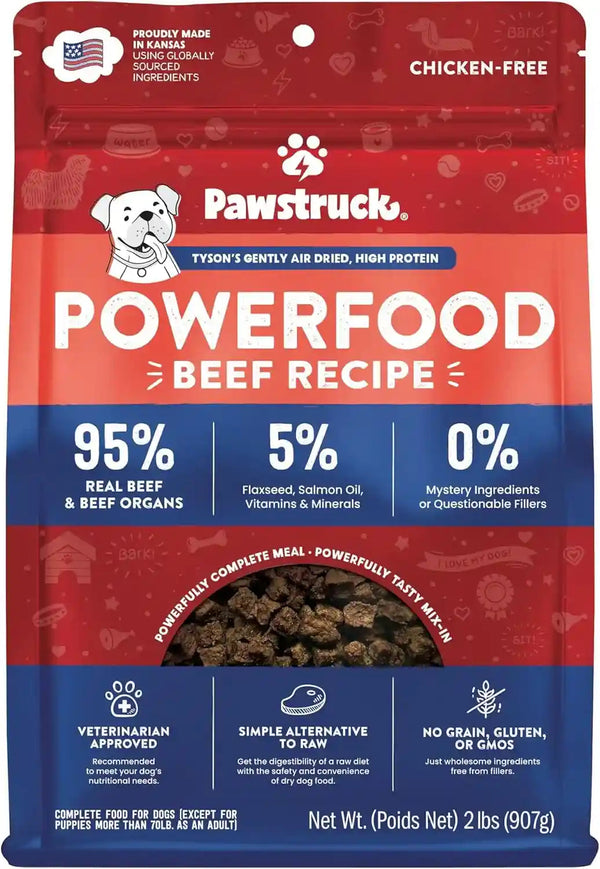 Pawstruck Air Dried Dog Food with Real Beef, Grain-Free, Made in USA, Non-Gmo & Vet Recommended, High Protein Limited Ingredient Full-Feed for All Breeds & Ages, 2Lb Bag1