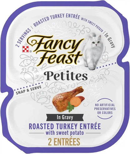 Purina Fancy Feast Petites with Roasted Turkey Entrée with Sweet Potato in Gravy Gourmet Wet Cat Food - (Pack of 12) 2.8 Oz. Tubs1