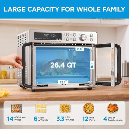 Midea Flexify Classic French Door Toaster Oven Air Fryer Combo, 26.4 QT | 10-In-1 Large Capacity, 26.4 QT Countertop Oven, 25% Faster Cooking and 90% Less Oil, Stainless Steel4
