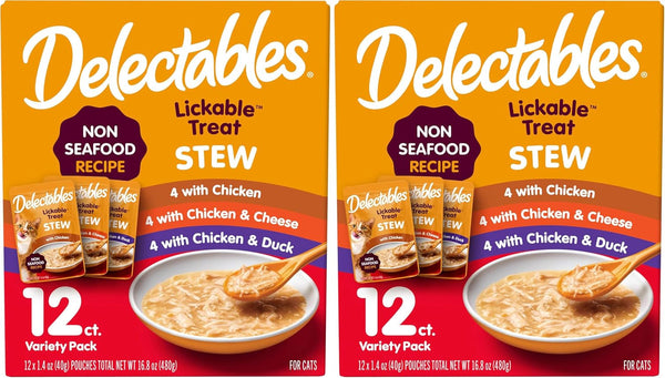 Delectables Non-Seafood Stew Lickable Wet Cat Treats, Chicken, 1.4 Oz (Pack of 12)10