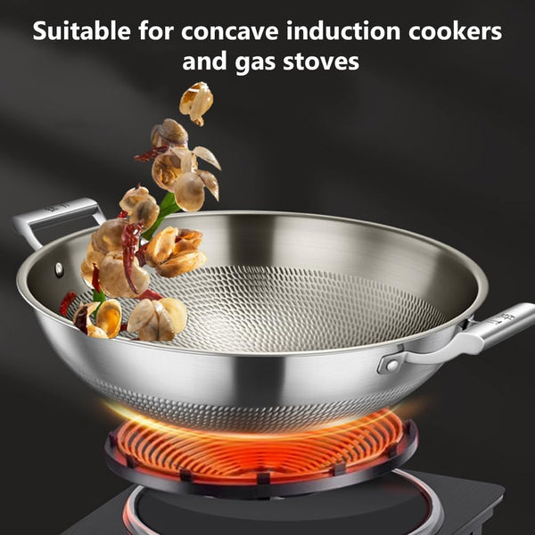 17.72 Inch Hammered Titanium Wok Double Handle with Lid Nonstick(With Lid 1 | Durable Scratch Resistant Uniform Heat Wok Designed for Stir Fry Cooking on All Types of Kitchen Stovetops5