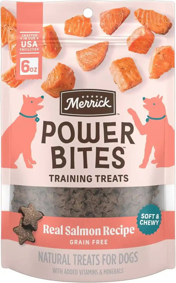 Merrick Power Bites Salmon Recipe Healthy Dog Treats, Real Salmon Grain-Free Dog Snacks, 6 Oz Bag14