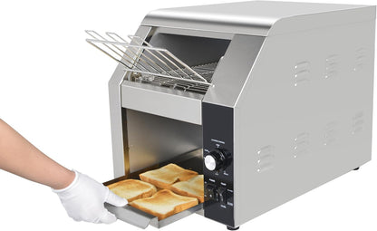 Hakka Commercial Conveyor Toaster, 450 Slices/Hour Heavy Duty Conveyor Toaster Stainless Steel Toaster Oven Electric Restaurant Toaster with 3" Opening for Toast Bun Bagel Bread-120V,1800W8