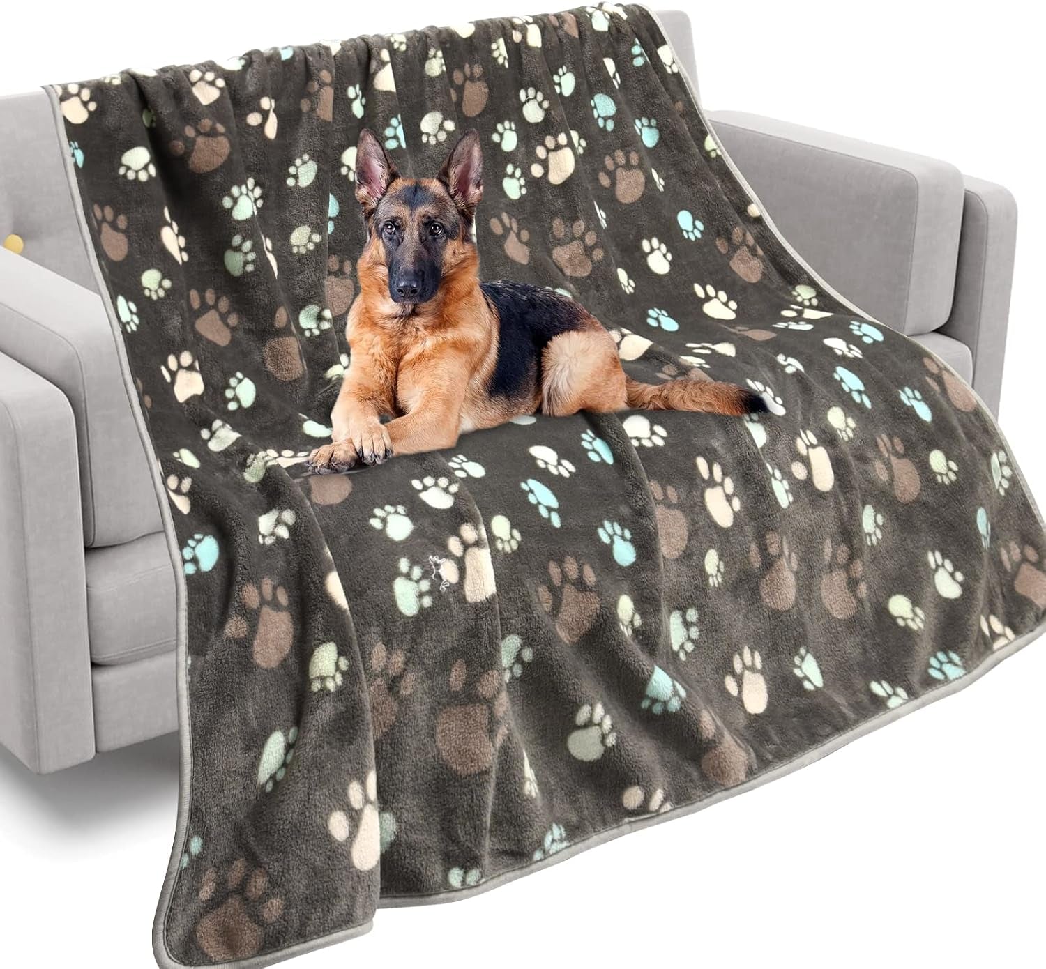 rezutan-blanket-for-large-dogs-cat-flannel-washable-soft-pet-mat-throw-cover-for-kennels-beds-sofas-furniture-protection-cute-paw-pattern-black-50x40-inch