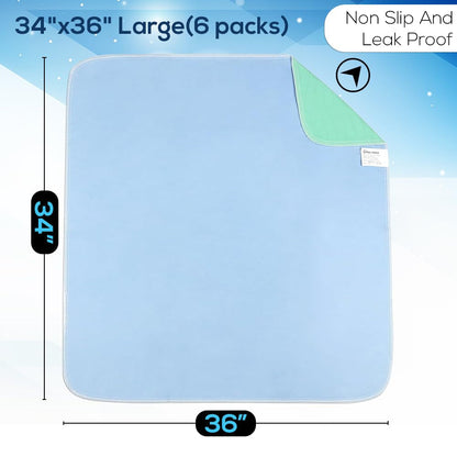 Simpli-Magic Washable Underpads, 34"X36" (Pack of 6) Heavy Absorbency Reusable Bedwetting Incontinence Pads for Kids,Adults,Elderly,And Pets, Waterproof Protective Pad for Bed,Couch,Sofa,Floor4