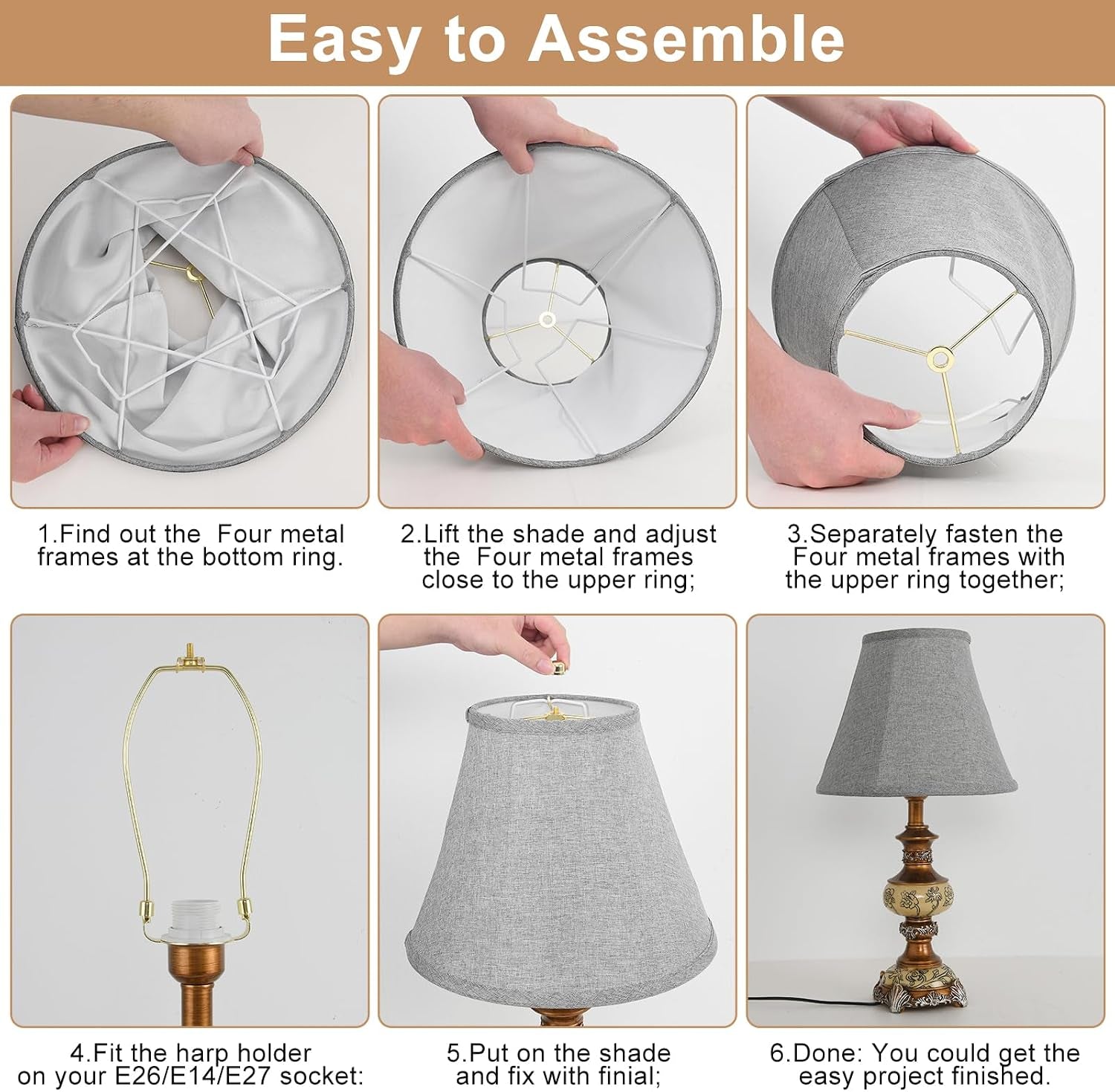 bell-lamp-shade-set-with-2-lamp-harps-2-pack-gray-linen-shades-with-metal-frame-6-7x13x10-spider-fitter-for-e26-e14-table-floor-and-pendant-lamps