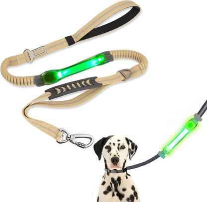 Heavy Duty Dog Leash and LED Light Set, LED Light with Nylon Stickers, Universal Glowing Accessories Easy to Attach Collar Leash and Harness, Safety LED Light up Band for Dogs at Night Walking1