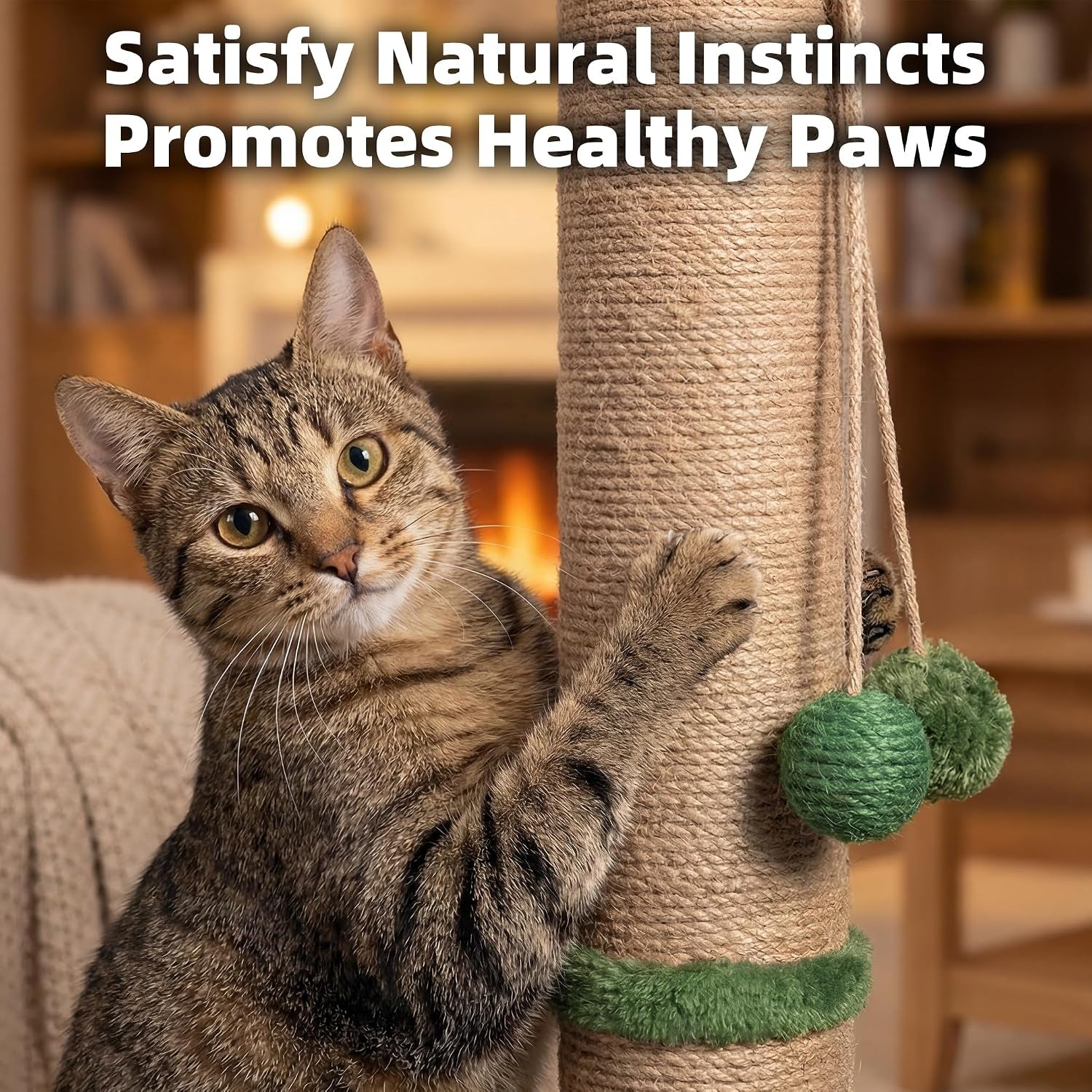 fantasreen-cat-scratching-post-35-tall-with-toy-mouse-for-indoor-cats-green