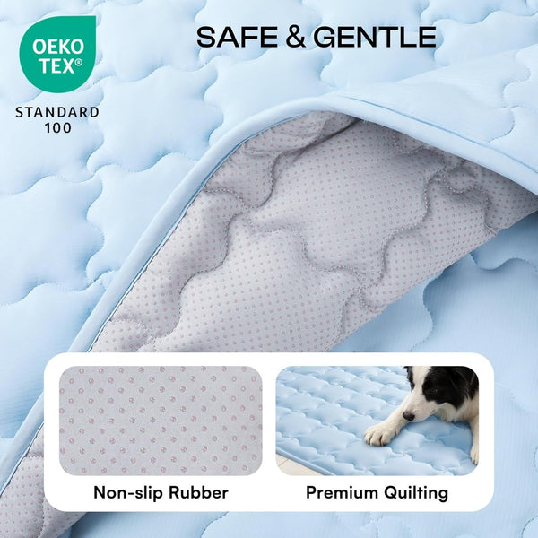 Luciphia Dog Cooling Mat, Q-MAX>0.5 Non-Slip Self-Cooling Pad for Pets | Elastic Support, Joint Protection; Q-MAX>0.5 Instant Cooling Needs No Power; Non-Slip Washable Dog Bed; Light Blue 20X305